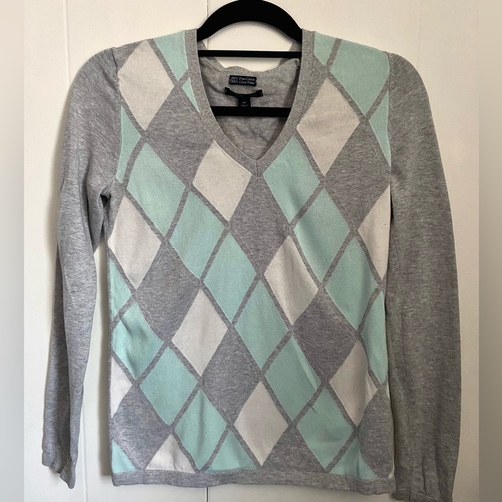 tommy hilfiger mint green argyle long sleeve